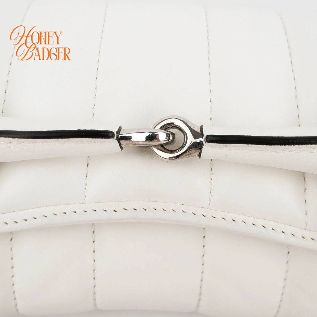 Gucci Horsebit 1955 Small Leather White Silver Hardware Rank S