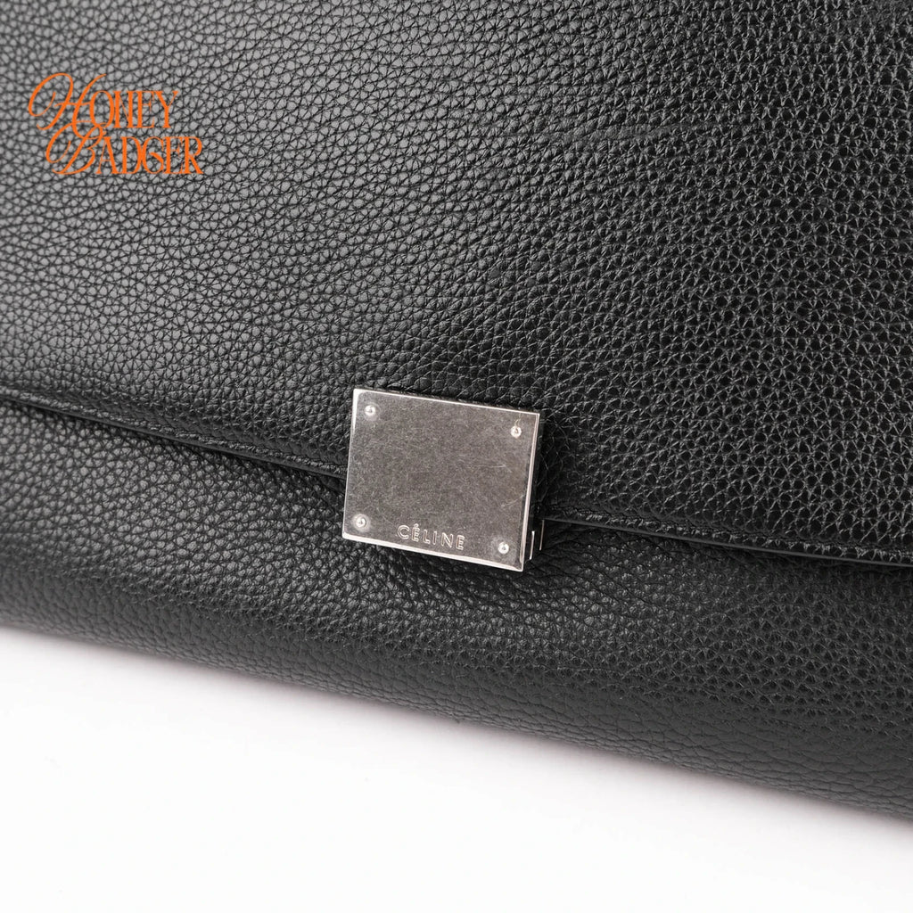 Celine Trapeze Black Grained Leather Rank A