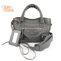 Balenciaga Classic Mini City Grey Leather 2WAY Shoulder Bag Mirror Included 390160