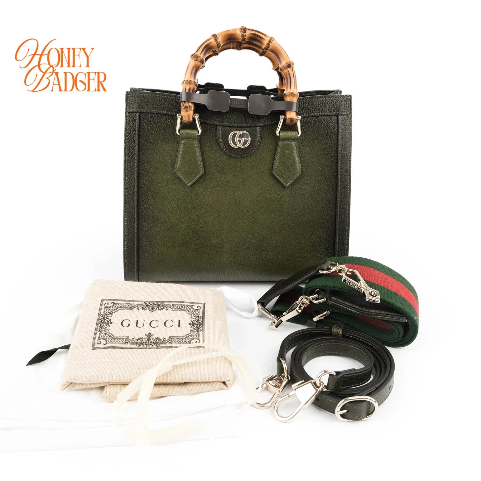 Gucci Diana Small Tote Bag | Green Gradient Leather & Bamboo Handle | Rank S Mint Condition