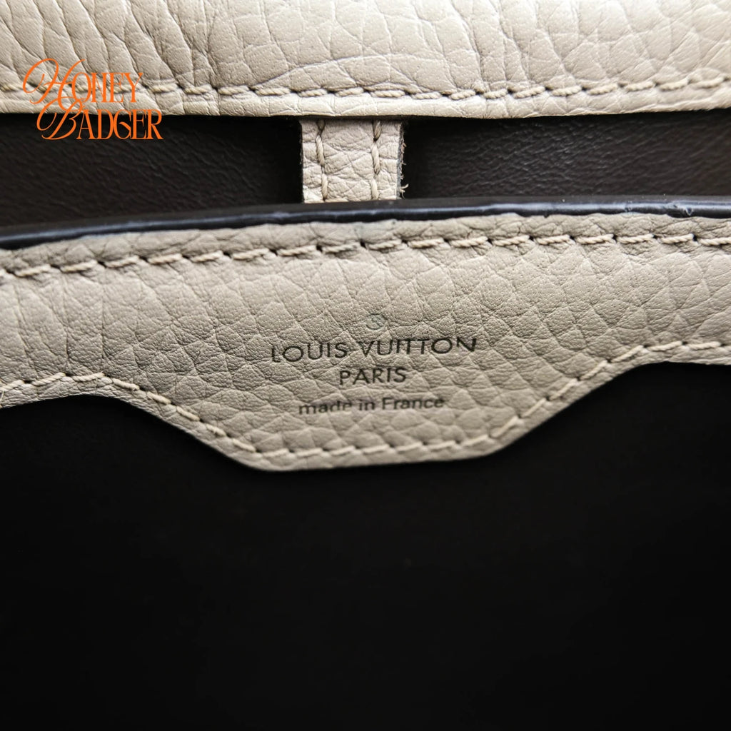 Louis Vuitton Capucines BB Taurillon Leather Galet Gray Gold Hardware Rank A