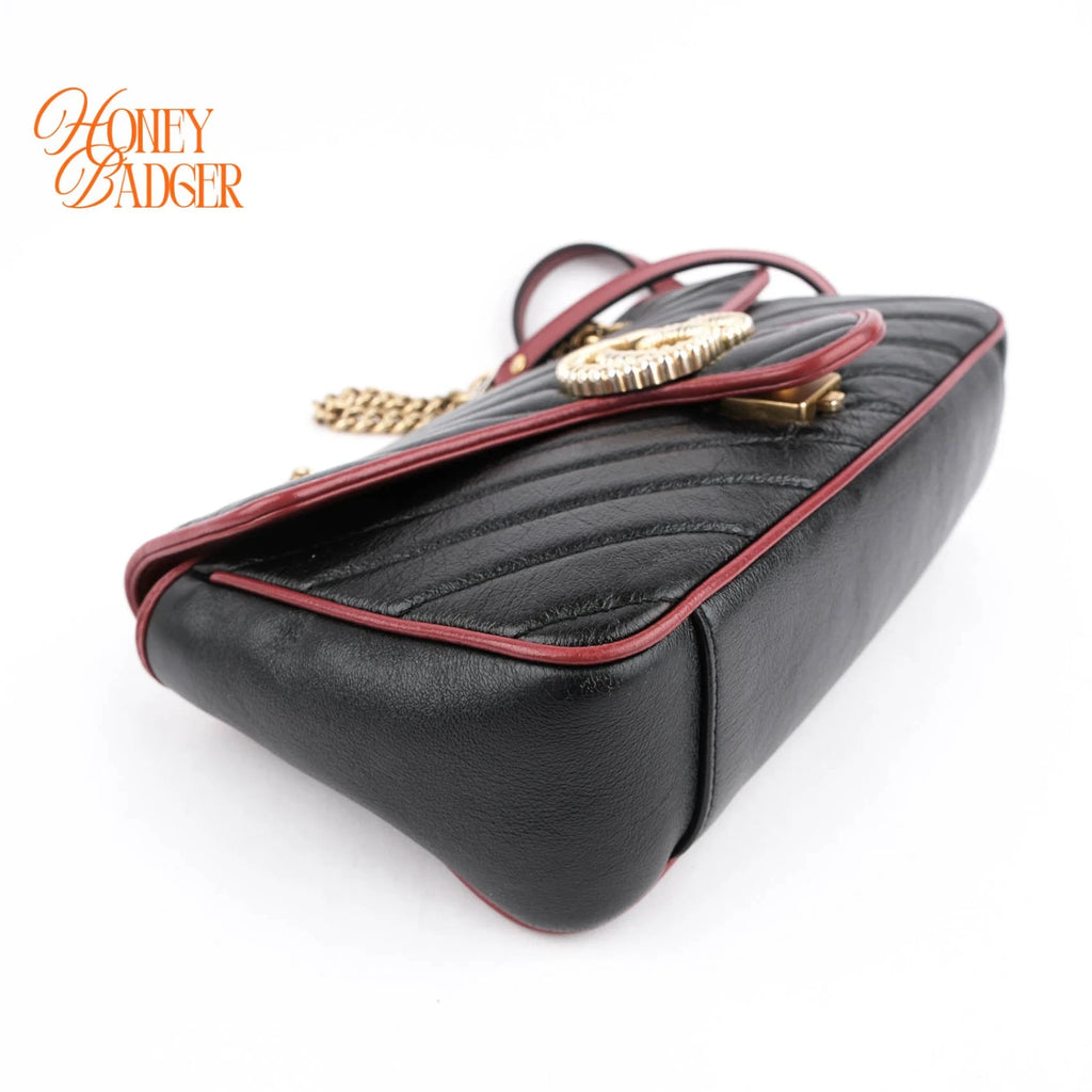 Gucci GG Marmont 26 Black Red Trim Rank A