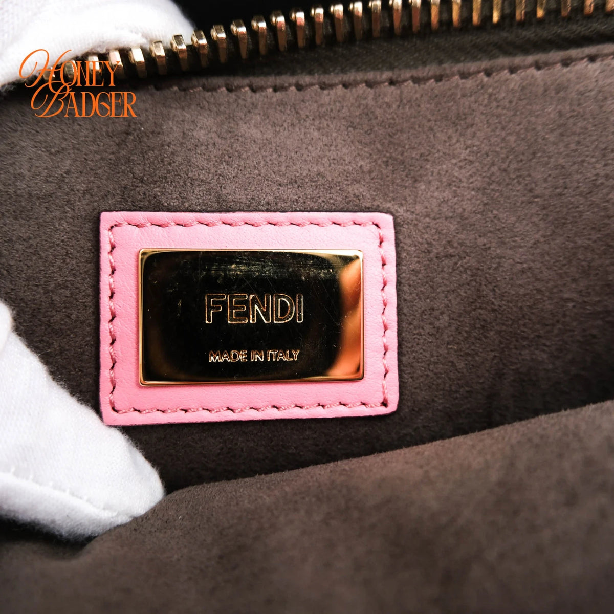Fendi Peekaboo Regular Calfskin Leather Pink Gold Hardware Rank A