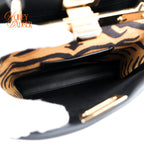 Fendi Peekaboo Iconic Mini Leather Black/Yellow Stitch Rank A