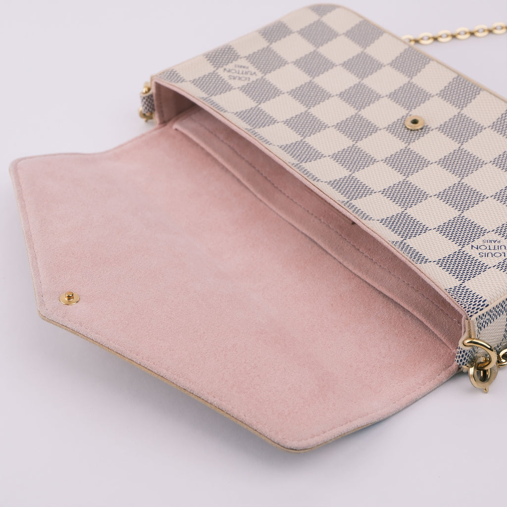 Louis Vuitton Pochette Felicie Damier Azur White Canvas Shoulder Bag - RFID Chip N40491