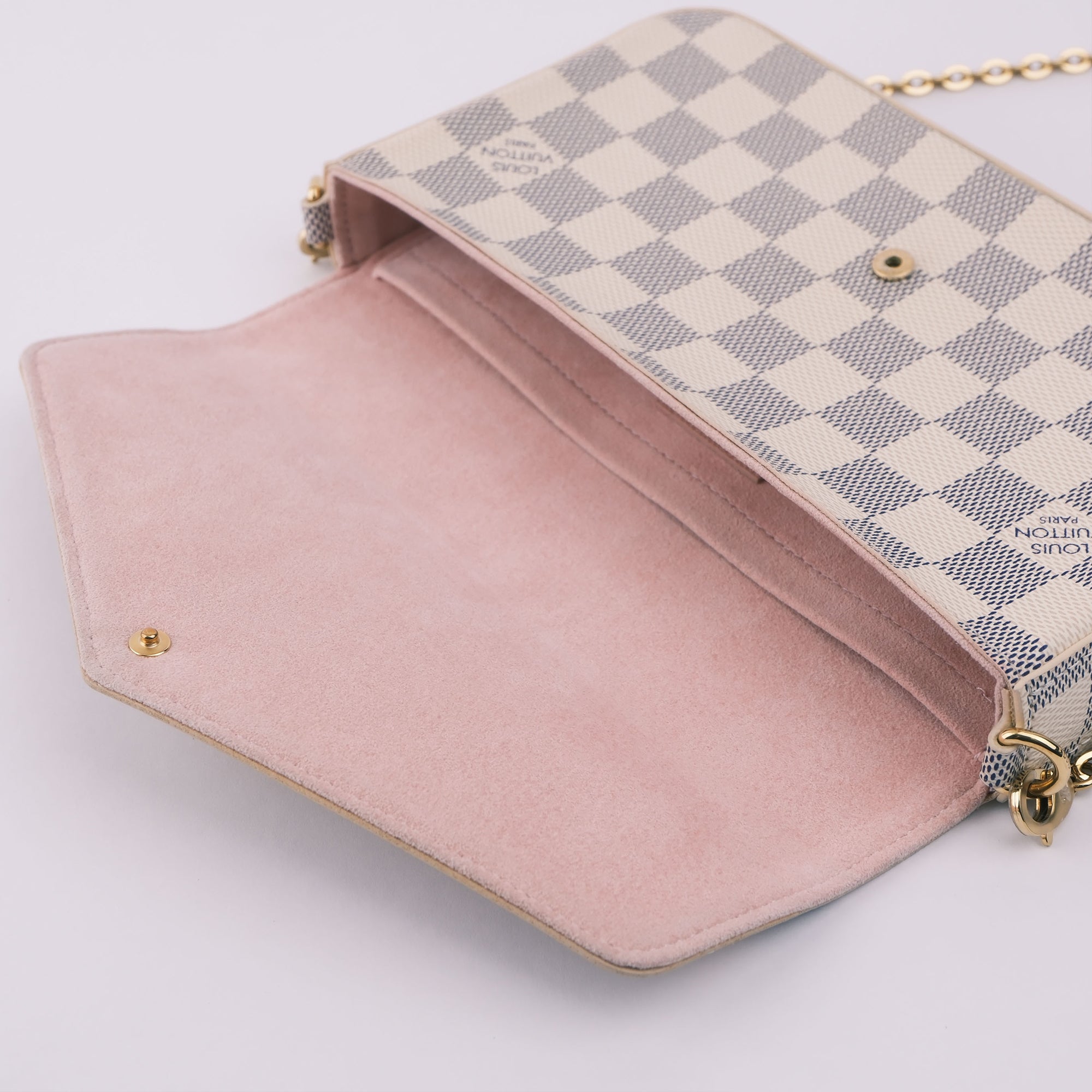Louis Vuitton Pochette Felicie Damier Azur White Canvas Shoulder Bag - RFID Chip N40491