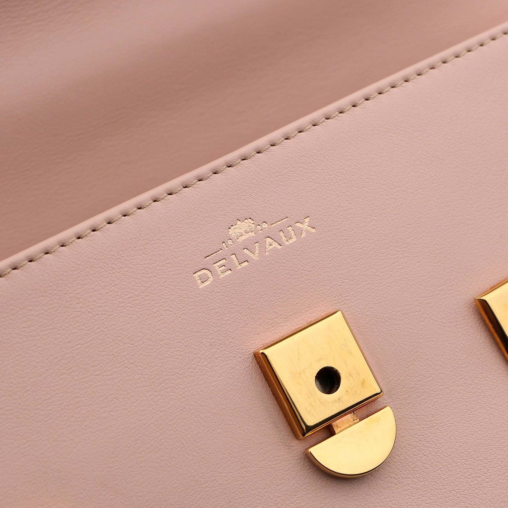 Delvaux Tempete MM Leather 2 Way Handbag Pink Mirror Included