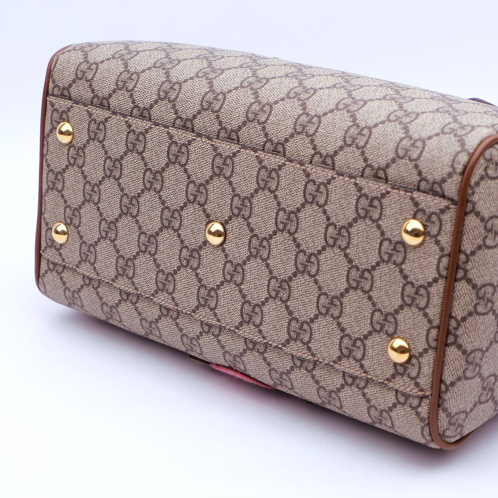 Gucci GG Supreme Linea A Boston Bag With Butterfly Embroidery