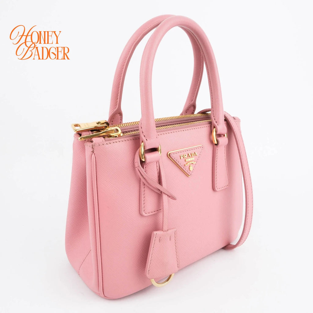 Prada Galleria Small Sakura Pink Saffiano Leather 2Way Bag Rank A