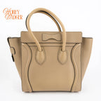 Celine Luggage Mini Beige Grained Calfskin 2Way Bag Rank A