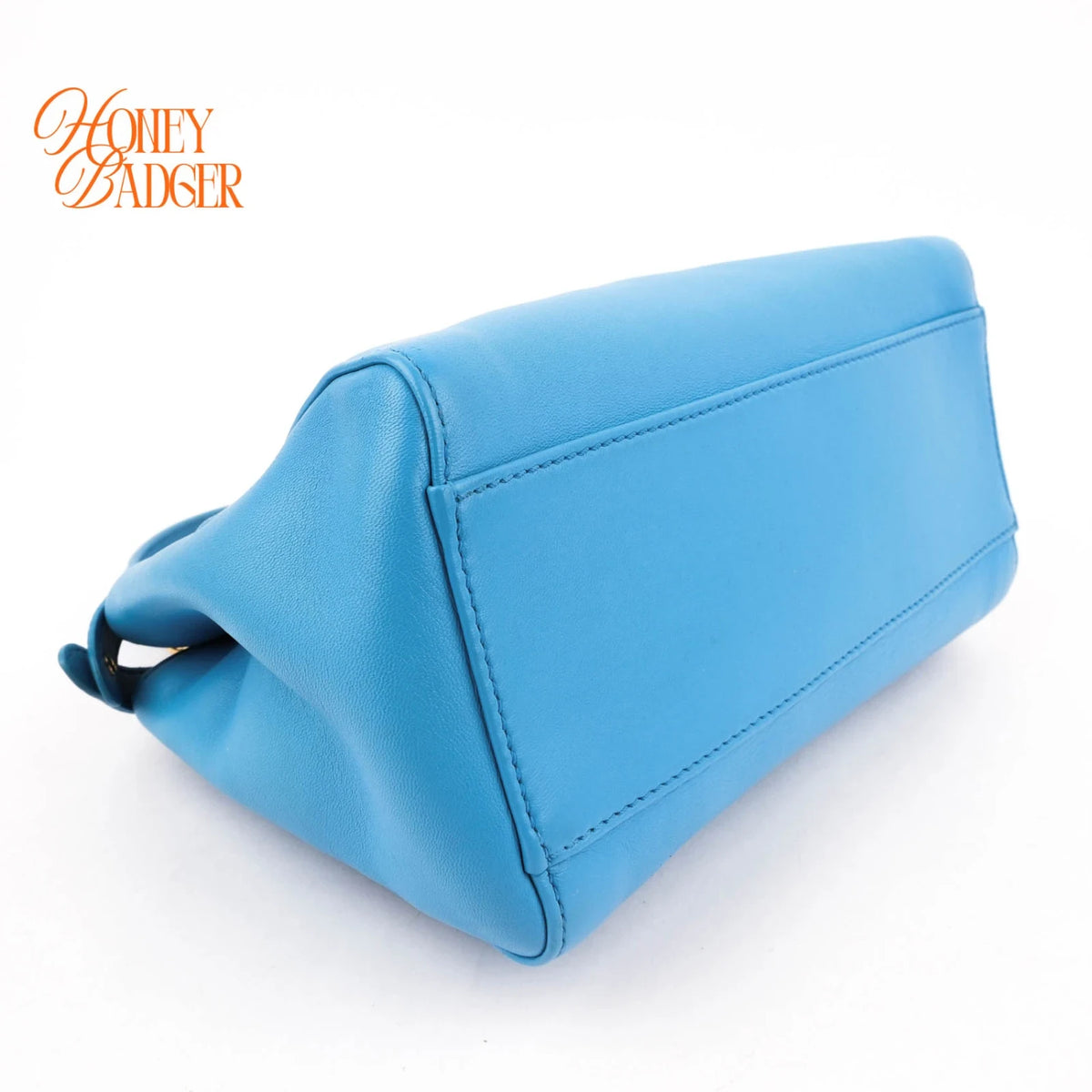 Fendi Peekaboo Mini Calfskin Leather Blue Gold Hardware Rank AB