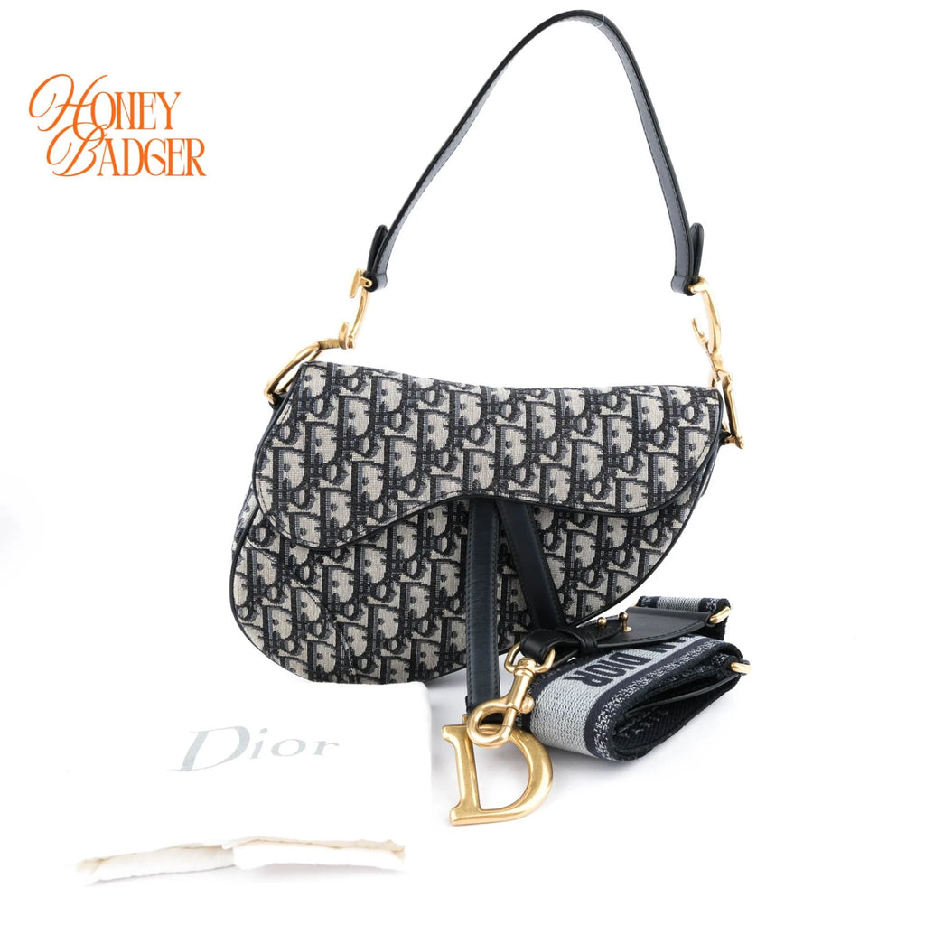 Dior Saddle Bag Oblique Jacquard Blue Rank A