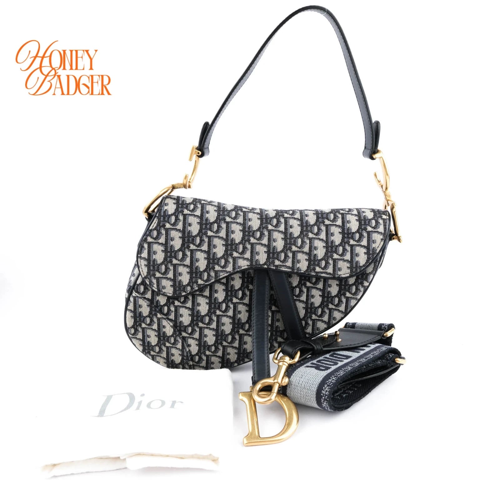 Dior Saddle Bag Oblique Jacquard Blue Rank A