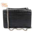 Saint Laurent Sunset Mini Croc-Embossed Leather Navy Rank A