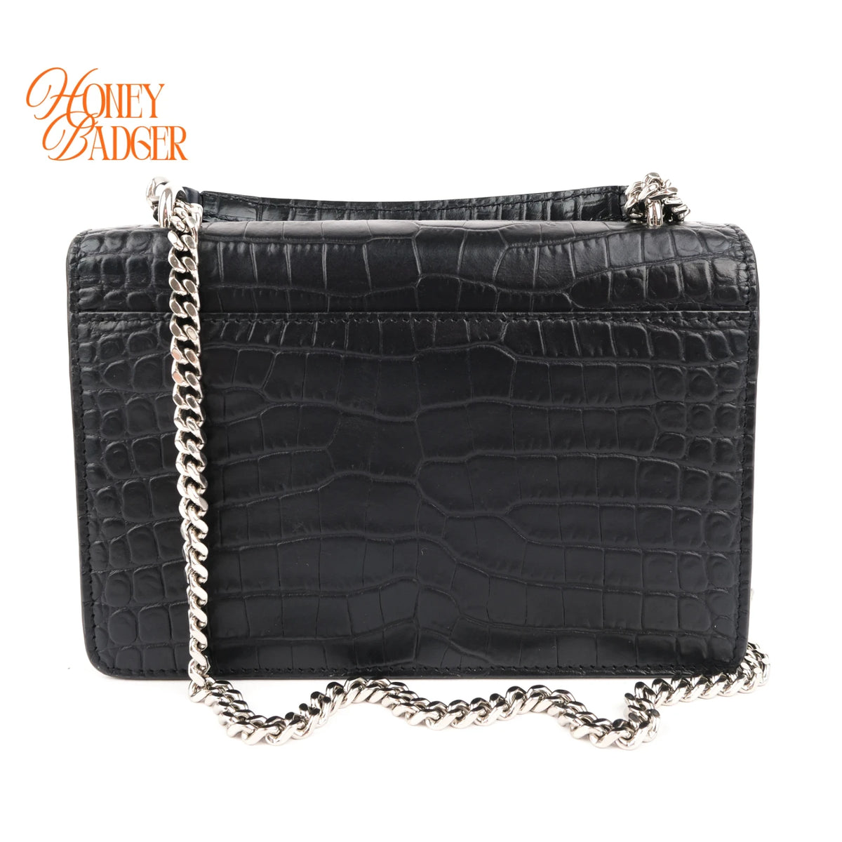 Saint Laurent Sunset Mini Croc-Embossed Leather Navy Rank A