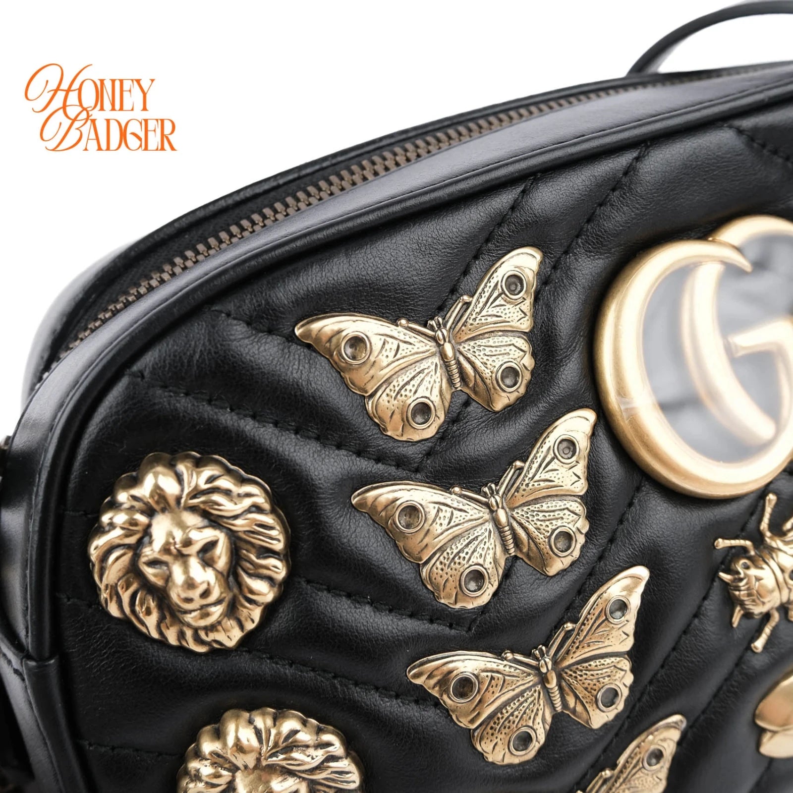 Gucci GG Marmont Small Shoulder Bag Black Leather Gold Hardware 447632