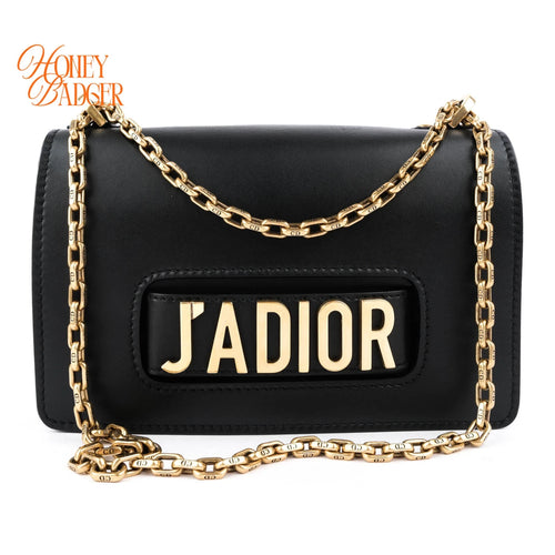Dior J’Adior Medium Flap Bag Black Calfskin Gold Hardware Rank A
