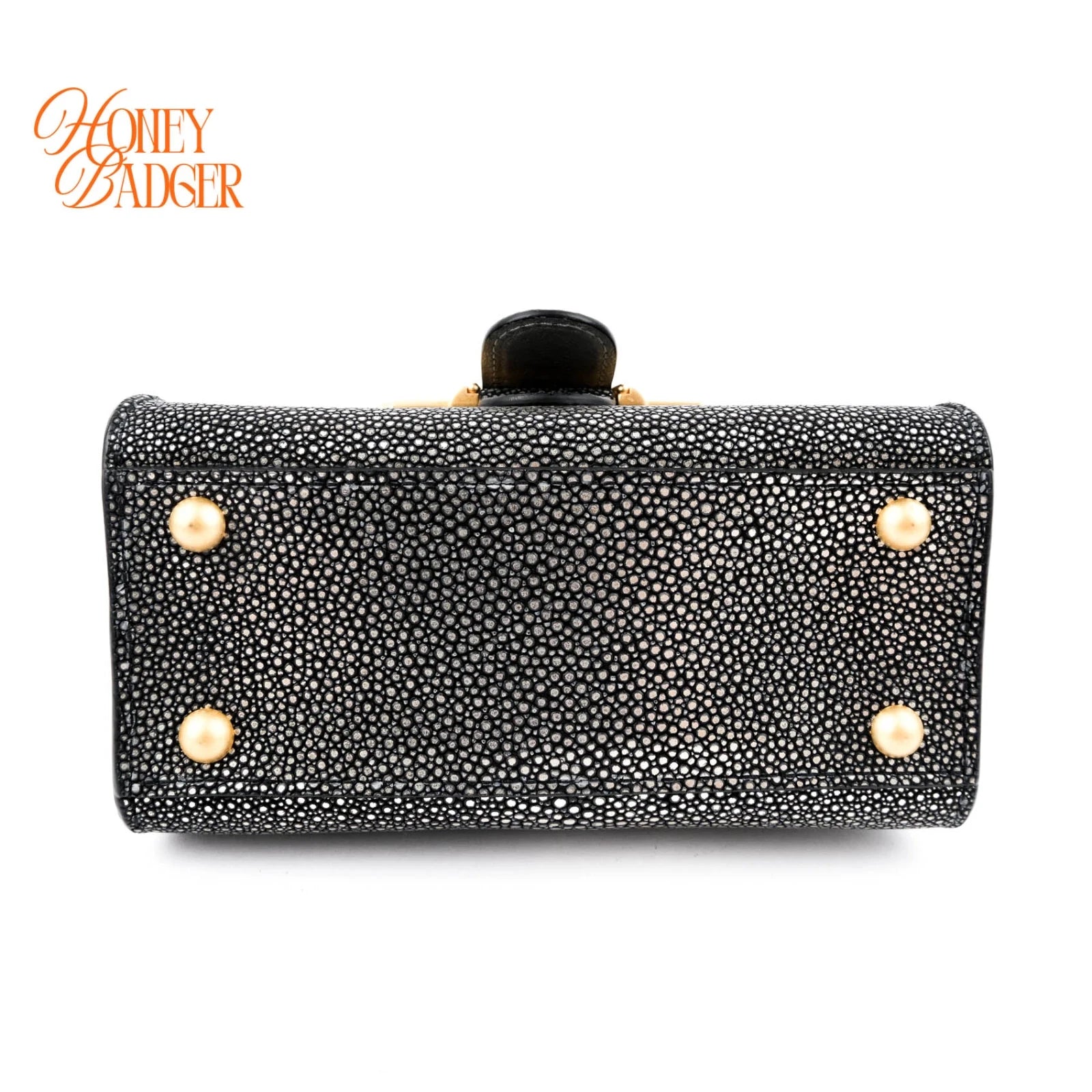 Delvaux Brillant Micro Golden Glory Stingray Leather Black Antique Gold Hardware Rank A