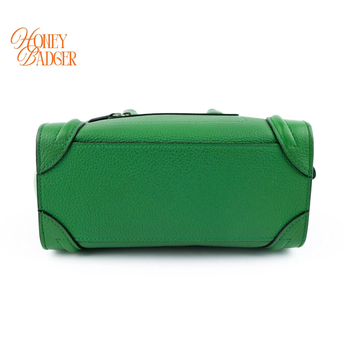 Celine Nano Luggage Bag Drummed Calfskin Green Silver Hardware Rank A