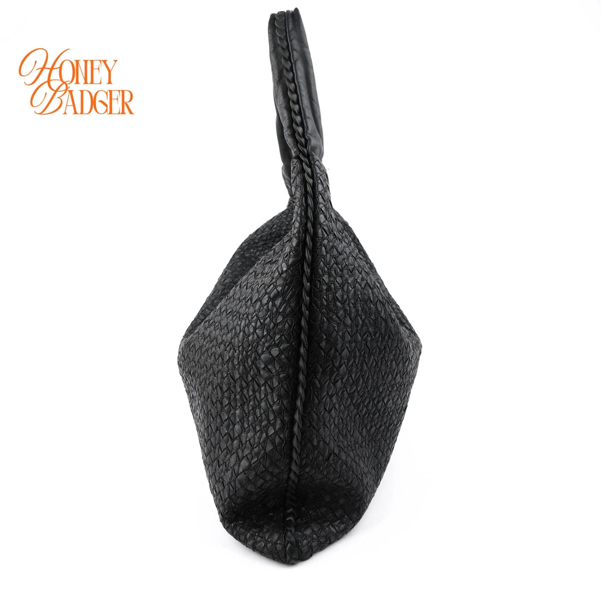 Bottega Veneta Maxi Veneta Hobo Intrecciato Nappa Leather Black Rank AB