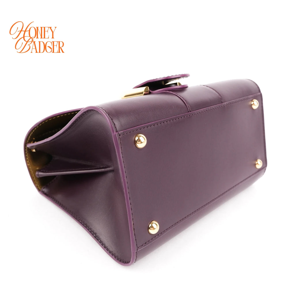 Delvaux Brillant Mini Purple Box Calf Leather 2-Way Bag Rank A