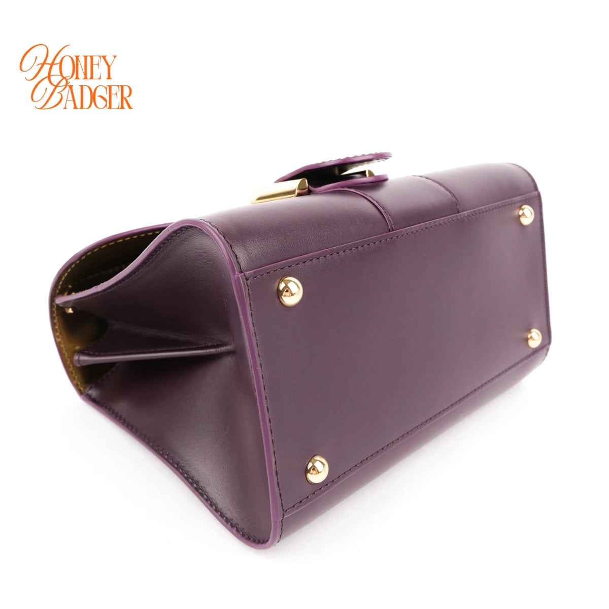 Delvaux Brillant Mini Purple Box Calf Leather 2-Way Bag Rank A