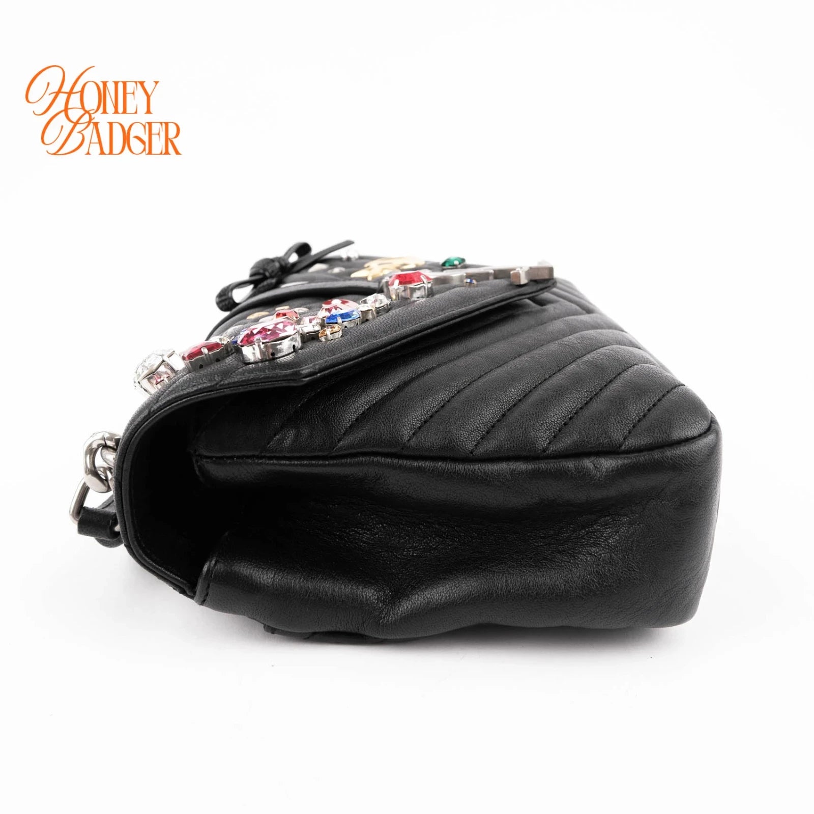 Saint Laurent College Medium in black leather with studs, Grade A condition.