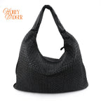 Bottega Veneta Maxi Veneta Hobo Intrecciato Nappa Leather Black Rank AB