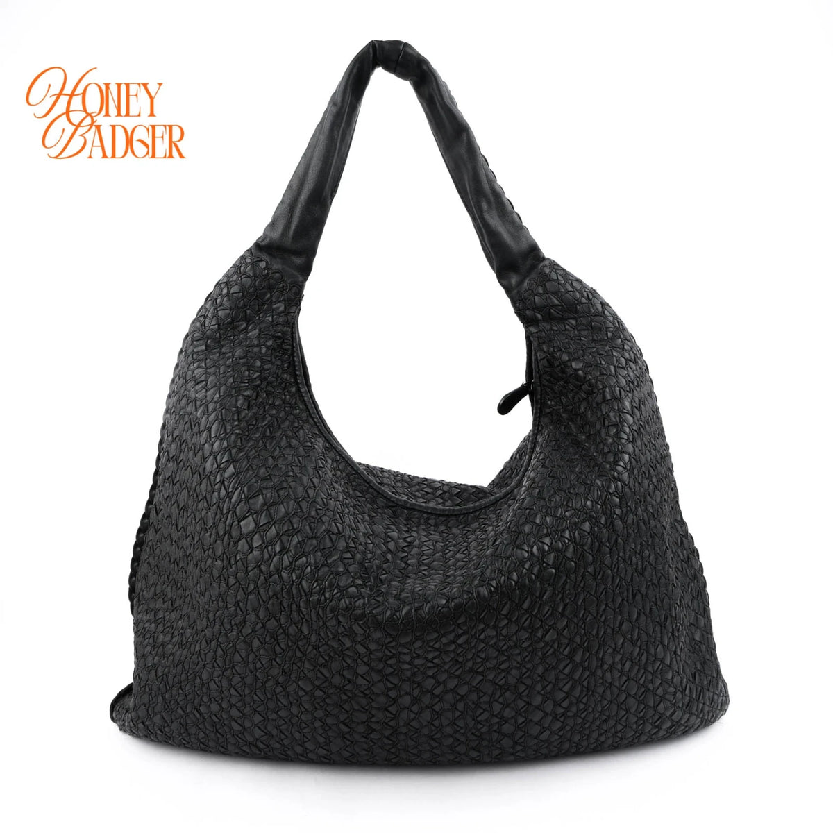 Bottega Veneta Maxi Veneta Hobo Intrecciato Nappa Leather Black Rank AB