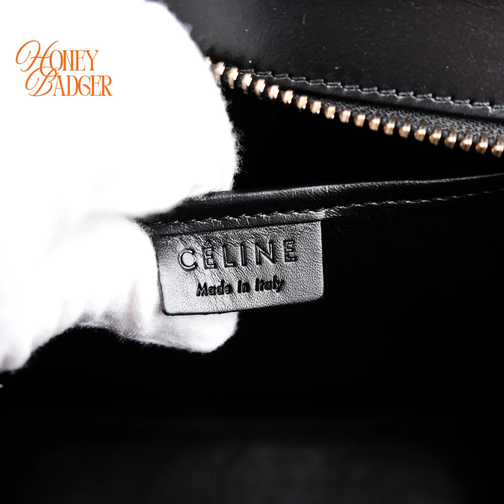 Celine Luggage Nano Tweed Black Leather 2-Way Bag Rank AB