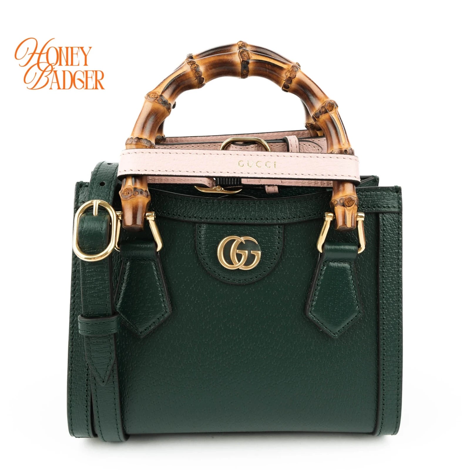 Gucci Diana Mini Tote Bag Green Leather 2WAY Shoulder Bag 702732