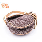 Dior Vintage Saddle Bag Trotter Canvas Brown Gold Hardware — Rank Not Provided
