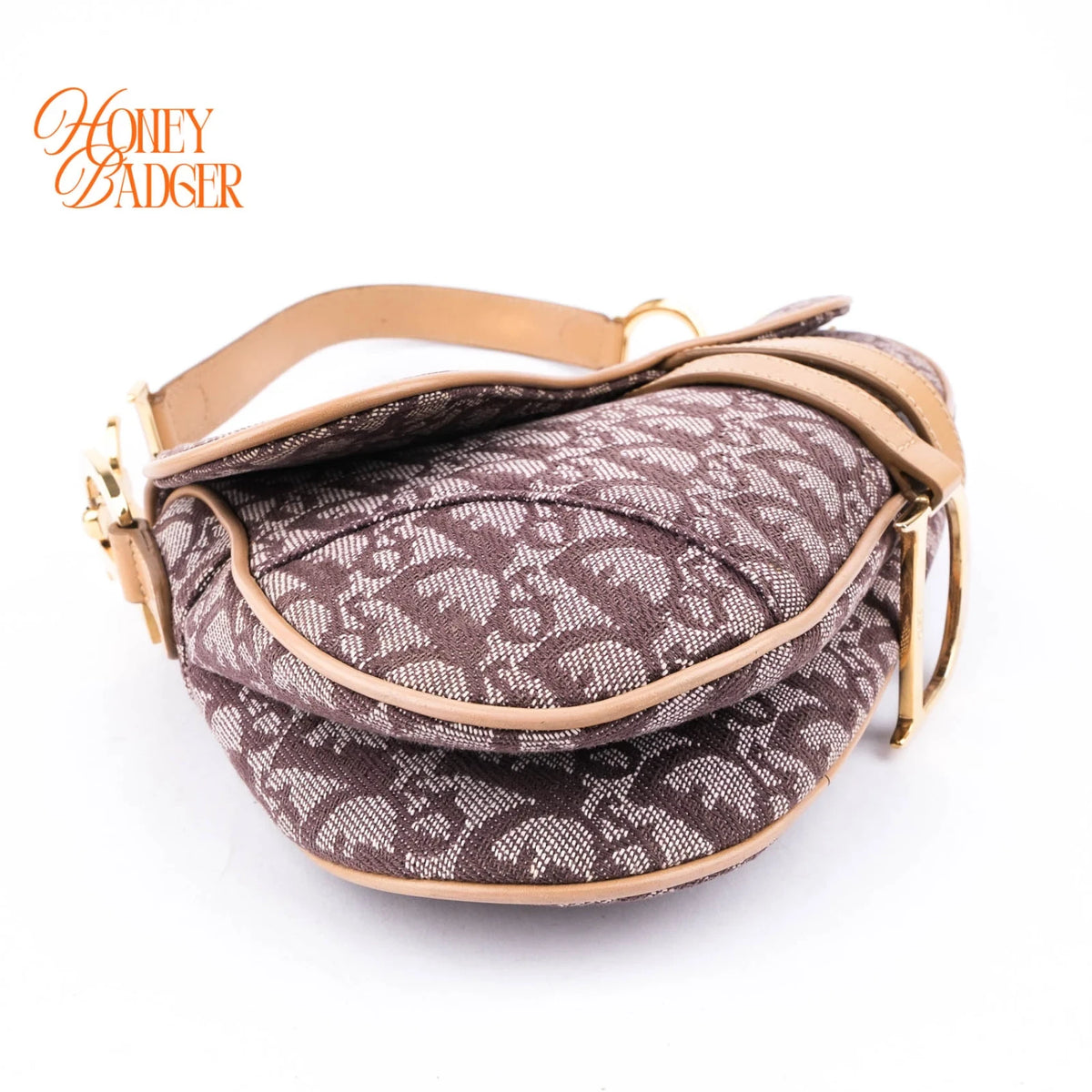 Dior Vintage Saddle Bag Trotter Canvas Brown Gold Hardware — Rank Not Provided