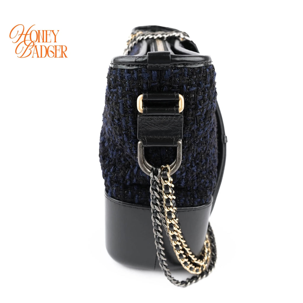Chanel Gabrielle de Chanel Hobo Medium Tweed Navy Black