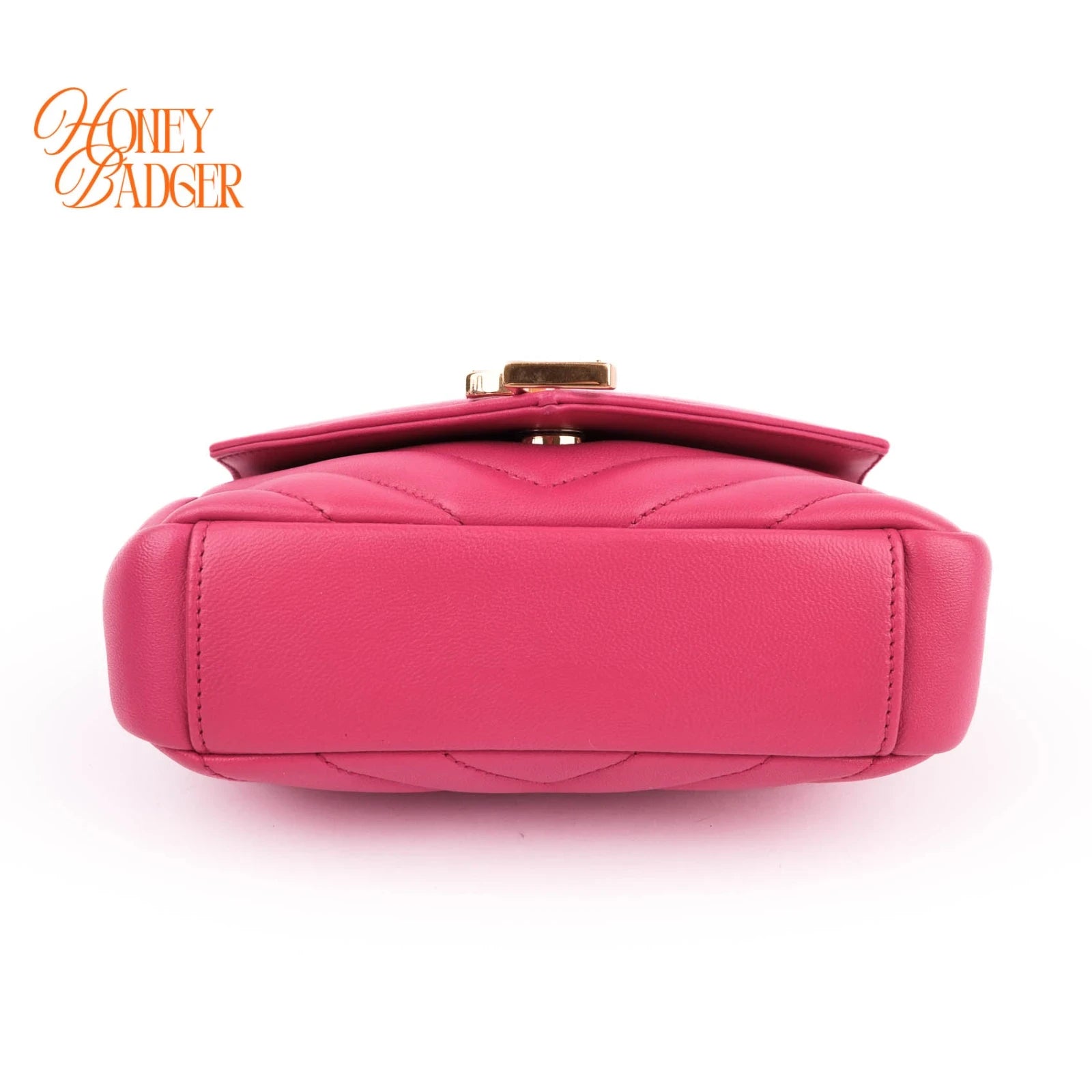 Saint Laurent Monogram Mini Chain Shoulder Bag Pink Leather Silver Hardware