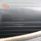 Saint Laurent Top Handle Sunset Chain Wallet Smooth Leather Storm Gold Hardware Rank AB