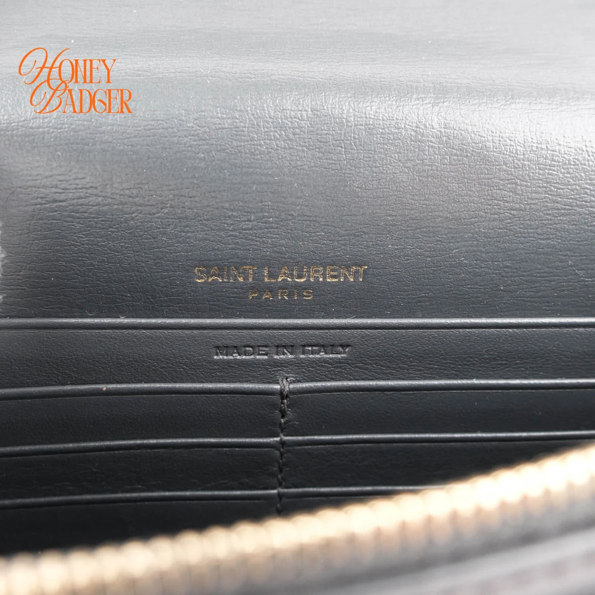 Saint Laurent Top Handle Sunset Chain Wallet Smooth Leather Storm Gold Hardware Rank AB