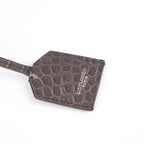 Saint Laurent Medium Sunset Shoulder Bag in Grey Crocodile-Embossed Leather