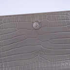 Saint Laurent Medium Sunset Shoulder Bag in Grey Crocodile-Embossed Leather