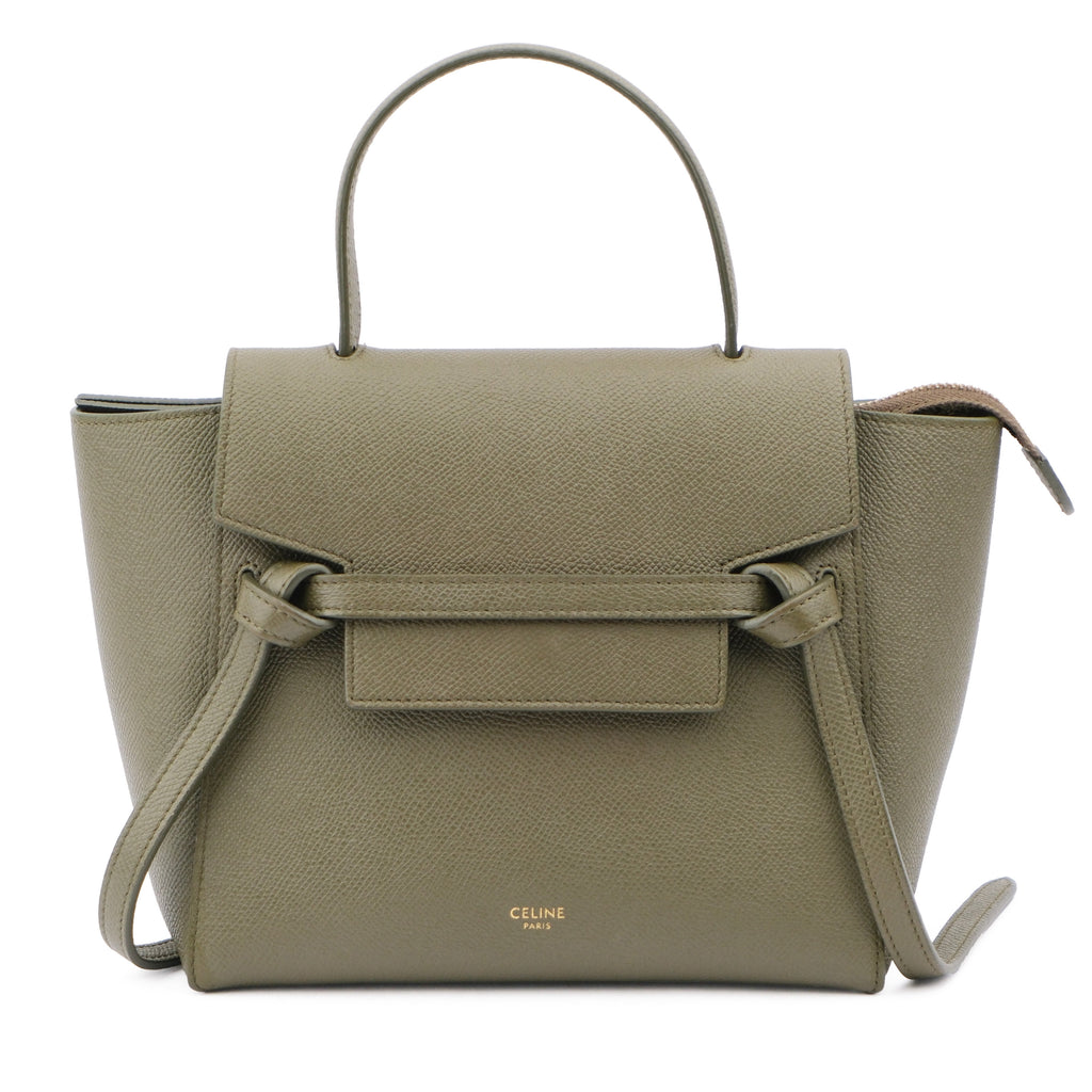 Celine Nano Belt Bag Grained Calfskin 2WAY Handbag Green