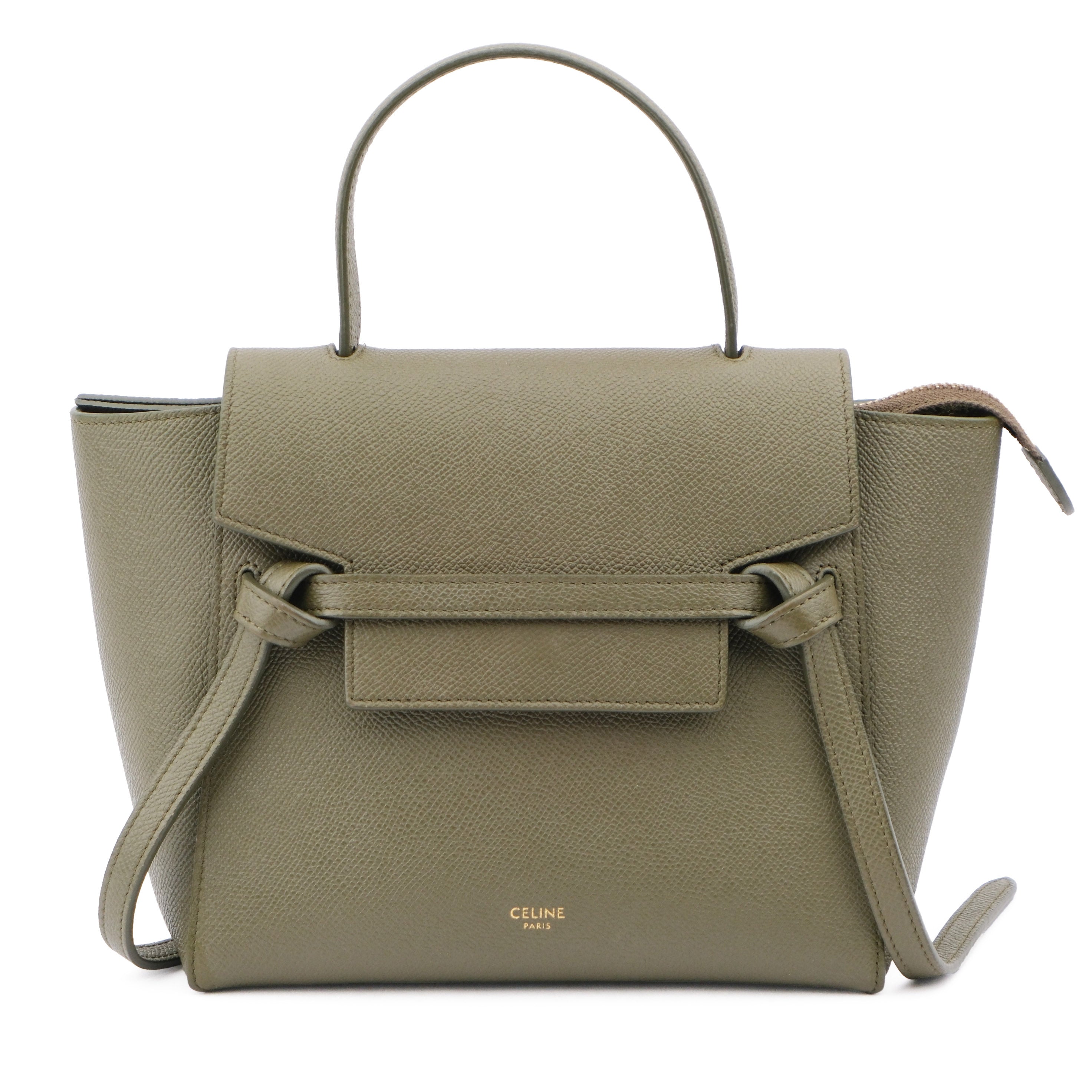 Celine Nano Belt Bag Grained Calfskin 2WAY Handbag Green