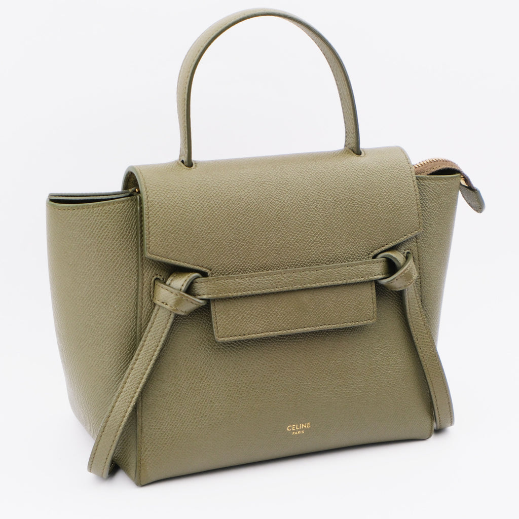 Celine Nano Belt Bag Grained Calfskin 2WAY Handbag Green