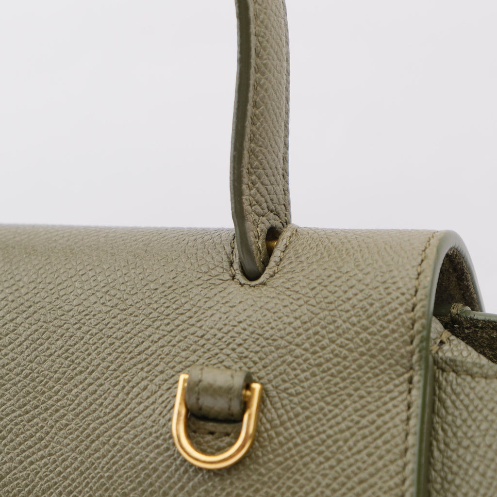 Celine Nano Belt Bag Grained Calfskin 2WAY Handbag Green