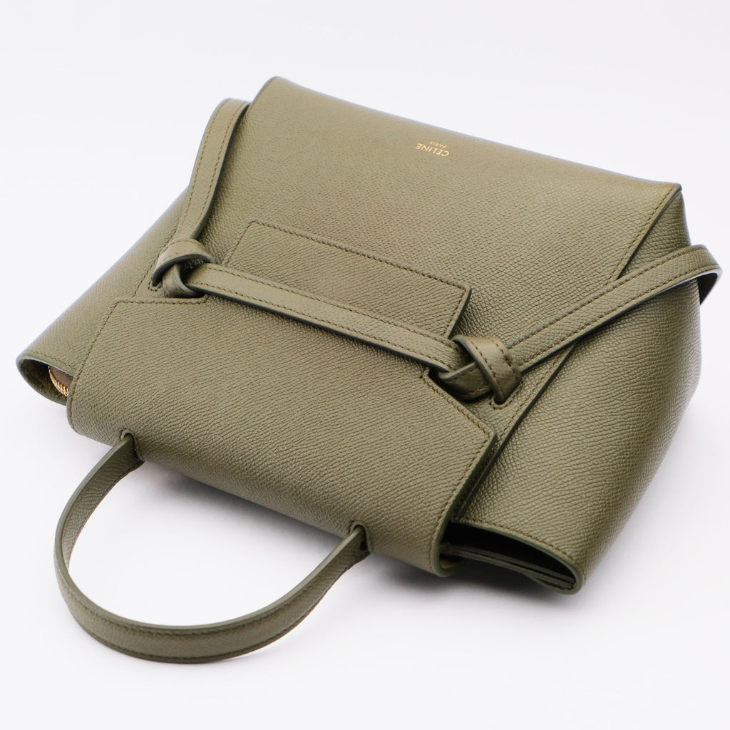 Celine Nano Belt Bag Grained Calfskin 2WAY Handbag Green