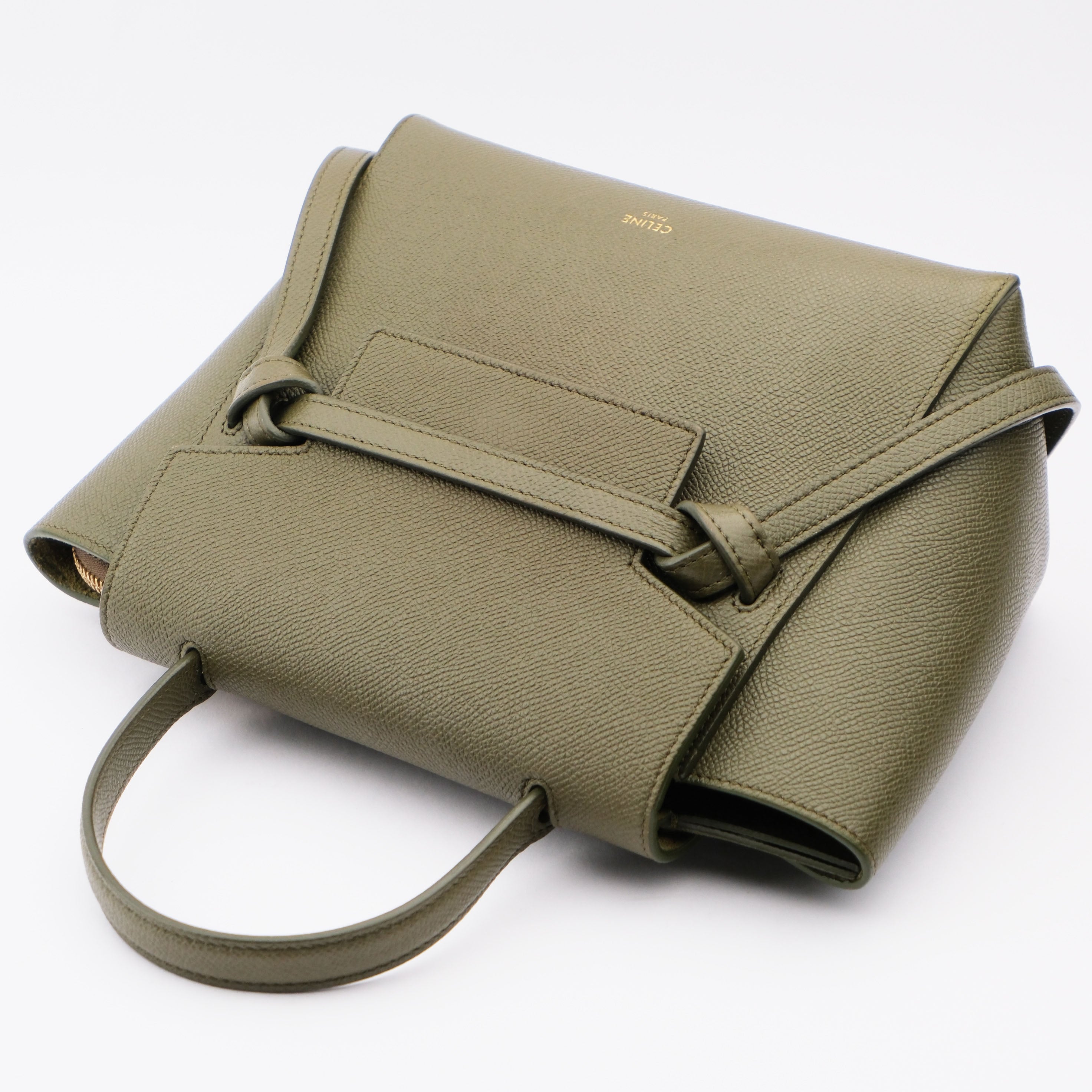 Celine Nano Belt Bag Grained Calfskin 2WAY Handbag Green