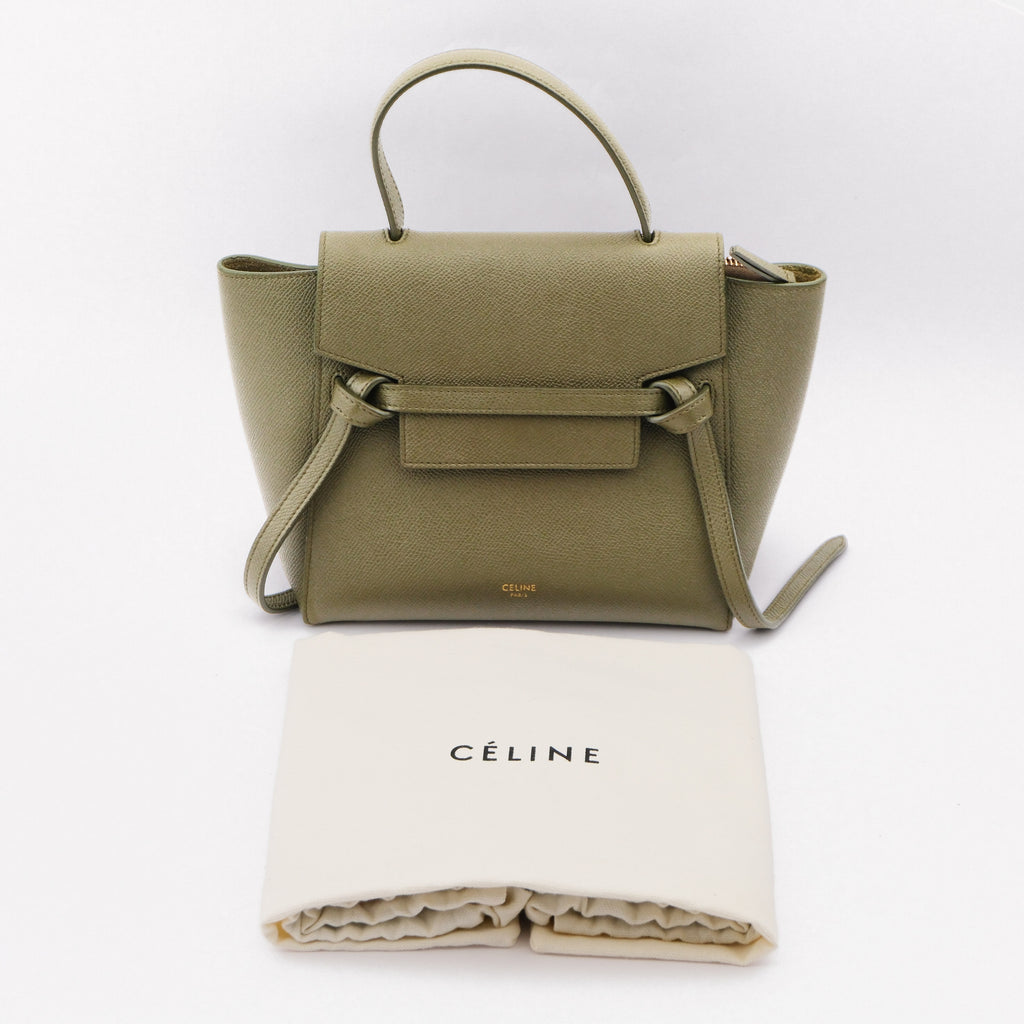 Celine Nano Belt Bag Grained Calfskin 2WAY Handbag Green