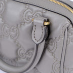 Gucci GG Matelassé Leather 2-Way Handbag Grey Gold Hardware 702251
