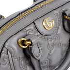 Gucci GG Matelassé Leather 2-Way Handbag Grey Gold Hardware 702251