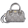 Gucci GG Matelassé Leather 2-Way Handbag Grey Gold Hardware 702251