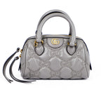 Gucci GG Matelassé Leather 2-Way Handbag Grey Gold Hardware 702251